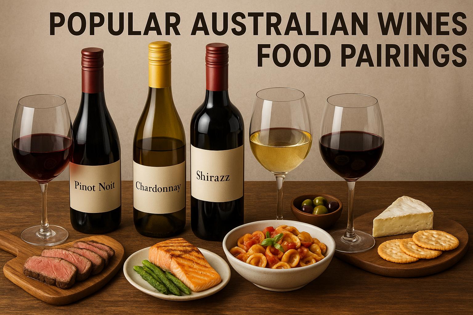 Popular Australian wines and food pairings.