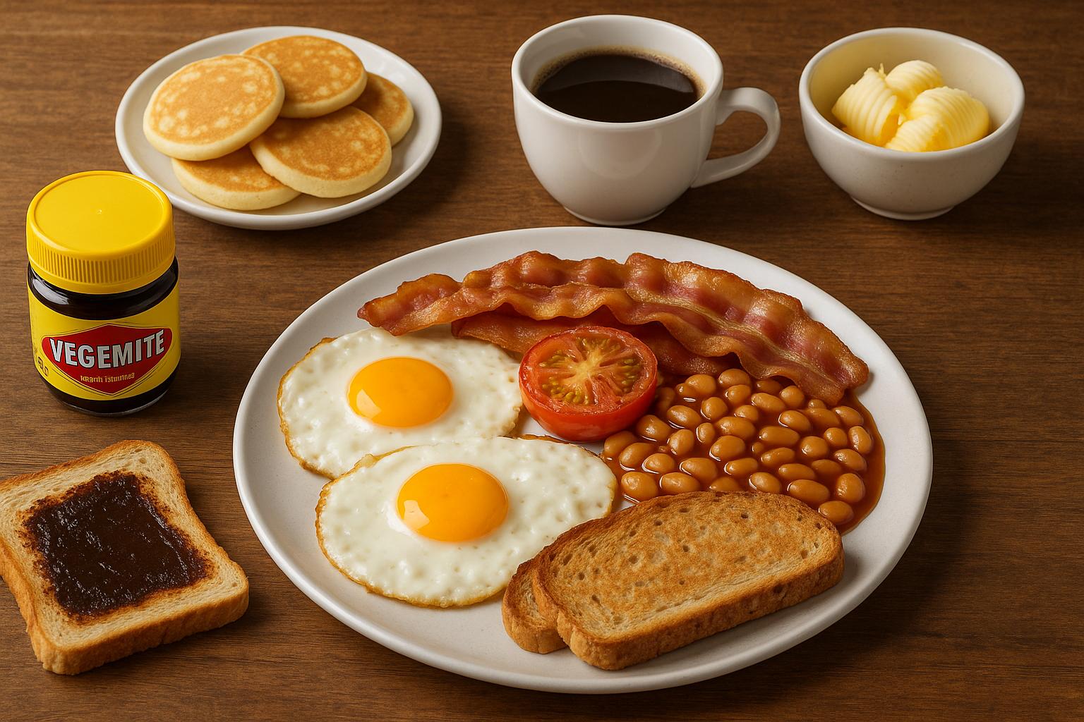 Traditional Australian breakfast foods.